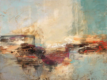 Abstract canvas art print featuring bold, colorful shapes by Black Ailsa for Feeling at Home, titled Stratum 2.