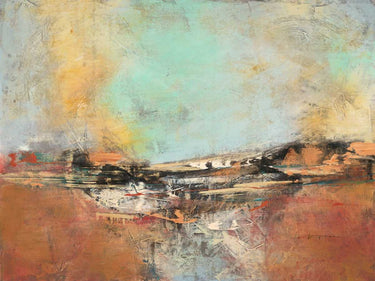 Deconstructed landscape abstract canvas art print by Villarreal Gabriela, featuring vibrant colors and modern design.