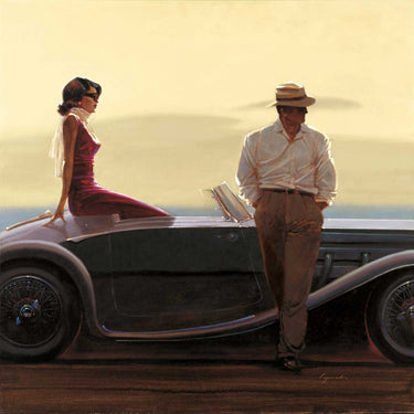 Coastal Drive figurative canvas art print by Rauscher Michel, featuring a scenic coastal landscape with vibrant colors.