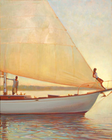 Coastal canvas art print by Rauscher Michel featuring vibrant ocean and sunset scenery, suitable for home decor.