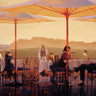 Winery terrace figurative canvas art print by Rauscher Michel featuring a scenic outdoor vineyard scene, vibrant colors, and detailed brushwork.