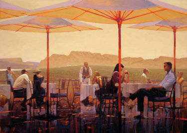 Winery terrace figurative canvas art print by Rauscher Michel featuring a scenic outdoor vineyard scene, vibrant colors, and detailed brushwork.