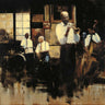 French Quarter Jazz figurative canvas art print by Walters Delsy, depicting vibrant musical scene on textured canvas.
