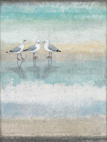 Sea glass shore animals canvas art print by Wyatt Norman Jr., featuring ocean-themed sea glass and marine animals in natural colors.