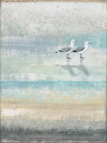 Sea glass shoreline art print by Bowman Hazel featuring calming coastal scene on a Feeling at Home canvas wall art.