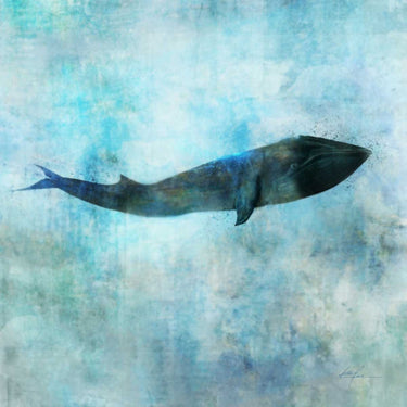 Abstract ocean whale canvas art print by Theodosiou Matina, featuring a serene whale scene in calming colors.