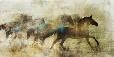 Beautiful horses canvas art print by Roko Ken, depicting free animals in a natural setting, ideal for home decor.