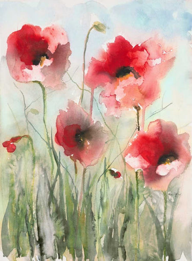 Feeling at Home Field Poppies 2 floral canvas art print by Lynch Brent showcasing vibrant poppy flowers on canvas.