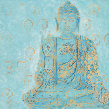 Feeling at Home Buddha global canvas art print by Studio M featuring a serene Buddha design on textured canvas.