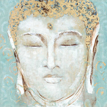 Feeling at Home Strength Buddha global canvas art print by Studio M, featuring a serene Buddha figure on a textured canvas background.