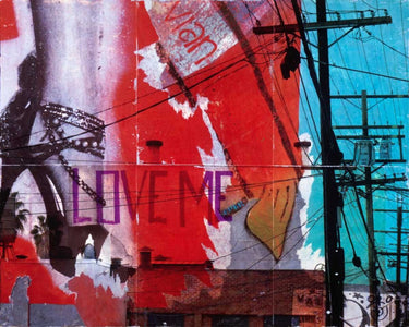 Urban collage love me photography canvas art print by Heighton Brent, featuring vibrant mixed-media artwork on canvas.