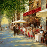 Contemporary canvas art print titled Cafe Apres-Midi by James Christopher, featuring a serene, stylish scene in soft tones.