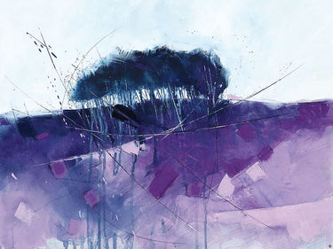 Abstract lavender and hill landscape canvas art print by Howden Simon, vibrant wall decor from Feeling at Home collection.
