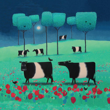 Colorful Belties in Green and Blue fantasy canvas art print by Guichard Jean, showcasing whimsical animal illustrations.