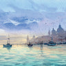 Venice landscape art print by Dey Rajan featuring a boat scene, printed on canvas, from the Feeling at Home collection.
