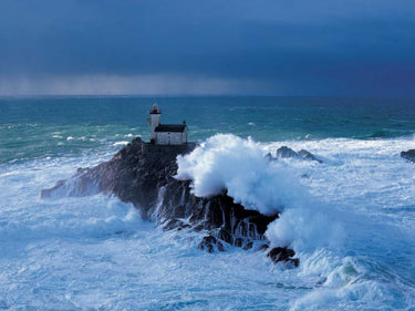 Brittany Phare de Tevennec photography canvas art print by Feeling at Home, showcasing a scenic coastal lighthouse view.