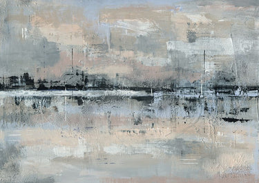 Abstract canvas art print featuring distant reflections by Barker Soozy, created by Feeling at Home.