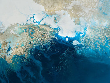Abstract ocean deep canvas art print by Feeling at Home featuring vibrant blue and teal waves, textured artistic design.