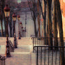 Canvas art print of Montmartre staircase in Paris by Frank Assaf, showcasing the iconic French urban scene.