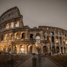 Vintage canvas art print of the Colosseum in Rome by Frank Assaf, depicting the historic Roman amphitheater.