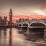 London UK canvas art print featuring Westminster Bridge and Big Ben from Thames promenade by Frank Assaf.