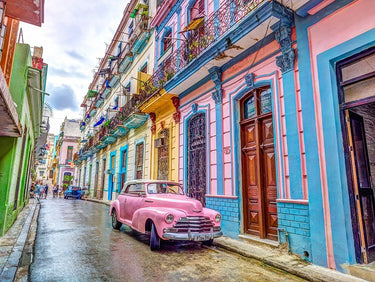 Canvas Art Print Vintage car on street of Havana, Cuba Photography subject by Frank Assaf Fine Art Print quality