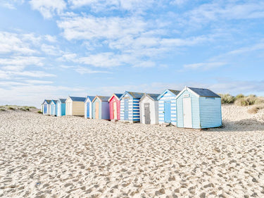 Canvas Art Print Beach huts on sandy seashore Photography subject by Gore Ally-Reader Fine Art Print quality