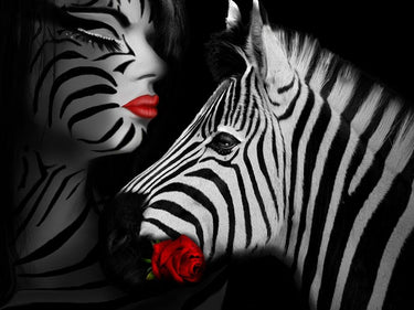 Canvas Art Print Zebra Love Fantasy subject by Simon Fine Art Print quality