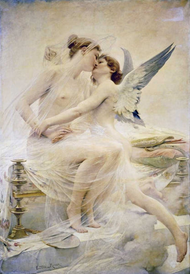 Canvas Art Print Cupid and Psyche Museum subject by Seurat Georges Fine Art Print quality