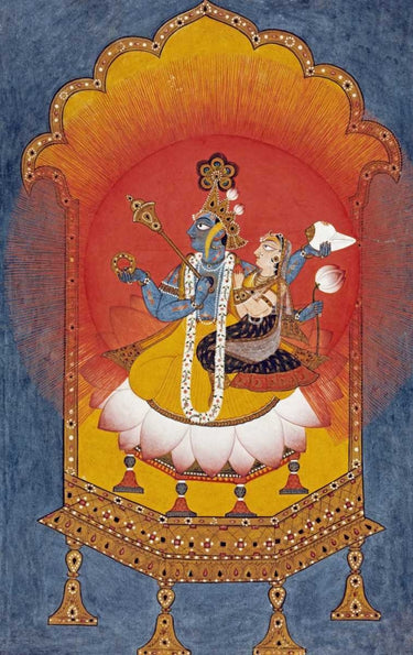 Canvas Art Print Vishnu and Lakshmi Enthroned Figurative subject by Bourgonnier Claude Charles Fine Art Print quality