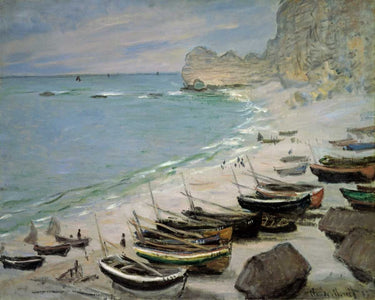 Canvas Art Print Boats on the Beach at Etretat, 1883 Coastal subject by NASA Fine Art Print quality