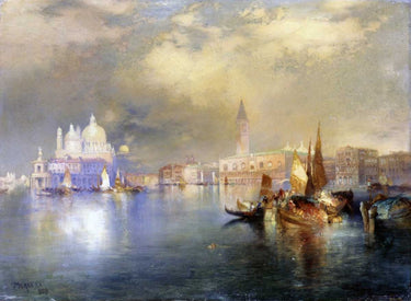 Canvas Art Print Moonlight in Venice Coastal subject by Potthast Edward Henry Fine Art Print quality