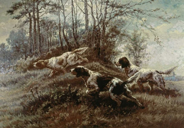 Canvas Art Print Three Setters Afield Nature subject by Renoir Pierre-Auguste Fine Art Print quality