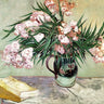 Canvas Art Print Still Life: Vase with Oleanders and Books Floral subject by Podt Martin Fine Art Print quality