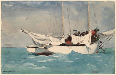 Key West Hauling Anchor Museum canvas art print by Homer Winslow, featuring a maritime anchor scene