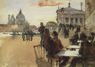 Seurat Georges cafe on Riva degli Schiavoni museum canvas art print by Feeling at Home, featuring a scenic Venetian waterfront scene.