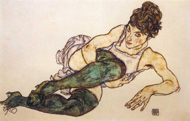 Canvas Art Print Reclining Woman With Green Stockings Museum subject by Toulouse-Lautrec Henri Fine Art Print quality