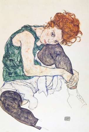Canvas Art Print Seated Woman With Bent Knee Museum subject by Stanhope John Roddam Spencer Fine Art Print quality