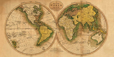 Canvas Art Print World Map Maps subject by Fresnaye Roger Fine Art Print quality