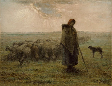 Canvas Art Print Shepherdess and Her Flock Museum subject by Monet Claude Fine Art Print quality