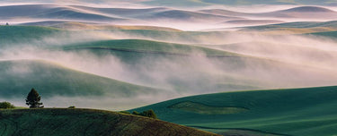 Dream Land in Morning Mist art print by Kulik Rafal, a serene landscape canvas featuring soft morning fog and tranquil scenery.