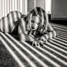 Abstract canvas art print featuring stripe and shadow streaks by Alexandru Catalin for Feeling at Home.