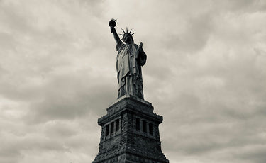 Feeling at Home God Bless America architecture canvas art print by Ziomek Witold, featuring patriotic building design on textured canvas.