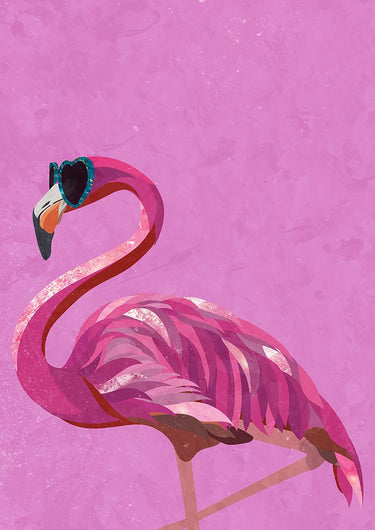 Magenta metallic flamingo canvas art print by Laiz Blursbyai Rosana, featuring vibrant flamingo design for home decor.