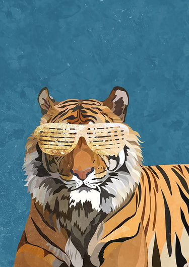 Hip Hop Tiger Nature canvas art print by Baig Mirza, featuring vibrant tiger and jungle scene on textured wall art.