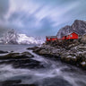 Canvas Art Print Red huts on rocks Coastal subject by Tkachenko Victor Fine Art Print quality
