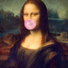 Feeling at Home Mona Lisa Bubble Gum Fantasy canvas art print by Lucidi Riccardo, featuring a surreal reinterpretation of the Mona Lisa.