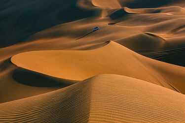 Mongolian desert landscape art print by Zhividze Salome, featuring the Badain Jaran Desert on a canvas from Feeling at Home.