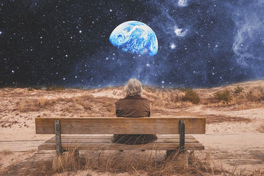 Canvas Art Print On the bench watching the moon Fantasy subject by Lorenzetti Andrea Fine Art Print quality