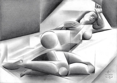 Canvas Art Print Roundism reclining woman Figurative subject by Eftenie Vlad Fine Art Print quality